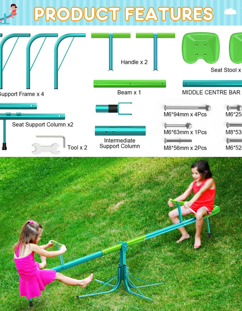 Load image into Gallery viewer, Kids Seesaw, Spinning Teeter Totter, 220Lbs Capacity Kids Outdoor Playground Equipment, Swiveling 360 Degrees Rotating for Kids 3-6
