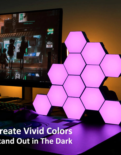 Load image into Gallery viewer, Hexagon LED Lights 12 Pack RGB Led Hex Light Panels Hexagon Smart Wall Lights Sync to Music for Room Bar Decor Gaming Setup
