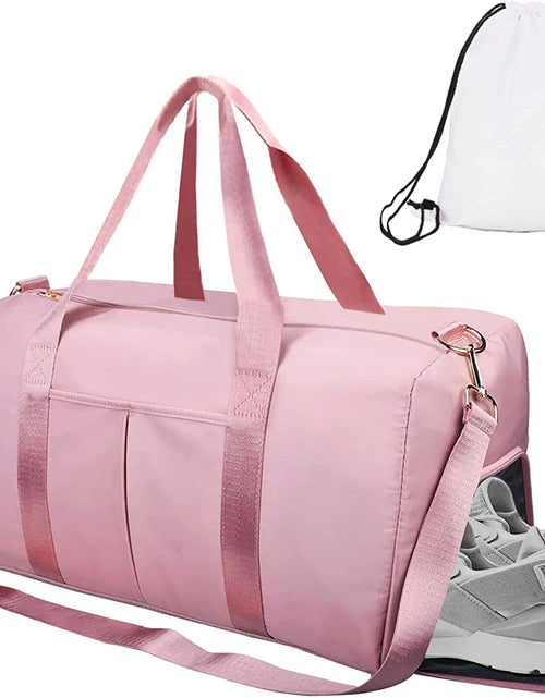 Load image into Gallery viewer, Gym Duffle Bag Dry Wet Separated Gym Bag Sport Duffle Bag Training Handbag Yoga Bag with Extra Drawstring Backpack for Man and Women (Pink)
