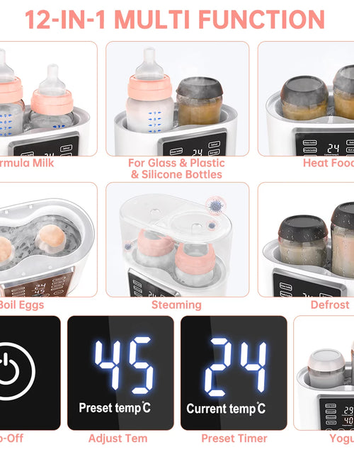 Load image into Gallery viewer, Bottle Warmer, 12-In-1 Baby Double Bottles Warmer Fast Baby Food Heater &amp; Bpa-Free Milk Warmer with LCD Touch Display, Appointment &amp; 24H Accurate Temperature Control for Breastmilk or Formula
