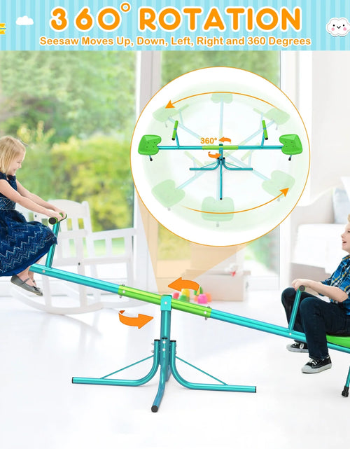 Load image into Gallery viewer, Kids Seesaw, Spinning Teeter Totter, 220Lbs Capacity Kids Outdoor Playground Equipment, Swiveling 360 Degrees Rotating for Kids 3-6
