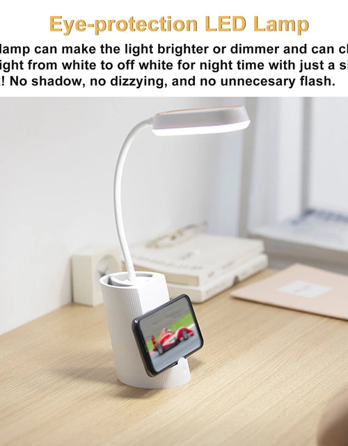 Load image into Gallery viewer, Small Desk Lamp with USB Port Rechargeable LED Desk Light with 3 Modes Dimmable
