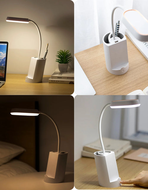 Load image into Gallery viewer, Small Desk Lamp with USB Port Rechargeable LED Desk Light with 3 Modes Dimmable
