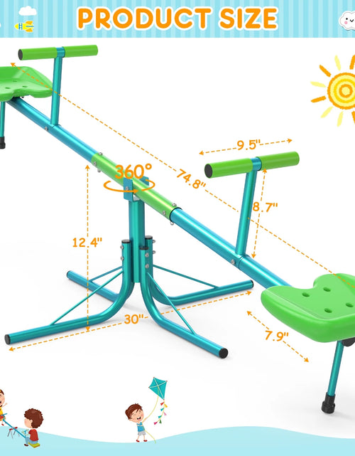 Load image into Gallery viewer, Kids Seesaw, Spinning Teeter Totter, 220Lbs Capacity Kids Outdoor Playground Equipment, Swiveling 360 Degrees Rotating for Kids 3-6
