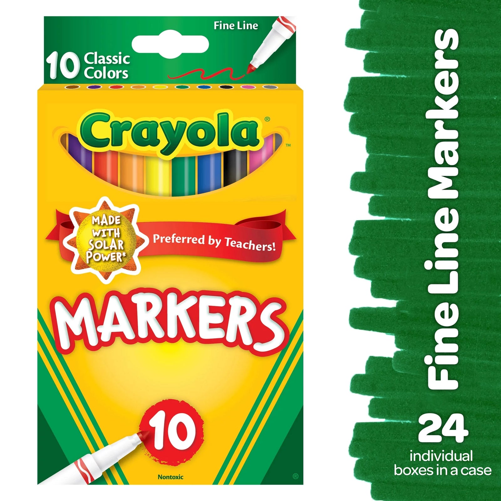 Classic 10Ct Fine Line Marker Set, Classic Colors, (24 Pack Case) Bulk School Supplies