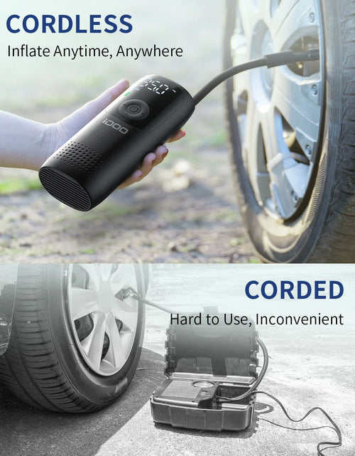 Load image into Gallery viewer, 150PSI Cordless Tire Inflator 4000Mah Portable Air Compressor Fits Car/Bicycle/Motorcycle Tires Balls
