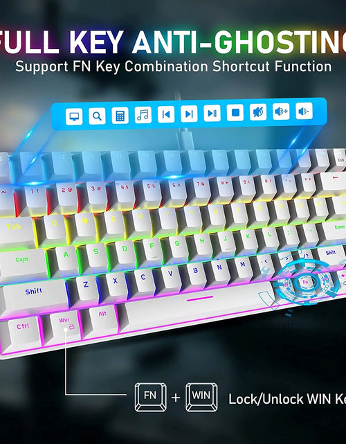 Load image into Gallery viewer, Wired Gaming Keyboard Rainbow Backlit Mechanical Keyboard Type-C 84 Keys Full Keys Anti-Ghosting for PC Gamers Work Office Blue Switch &amp; Red Switch
