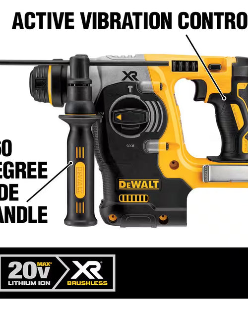 Load image into Gallery viewer, 20V MAX XR Cordless Brushless 1 In. SDS plus L-Shape Rotary Hammer, (1) 20V Lithium-Ion 5.0Ah Battery, and Charger
