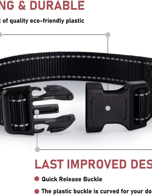 Load image into Gallery viewer, Reflective Dog Collar with Buckle Adjustable Safety Nylon Collars for Small Medium Large Dogs, Black M
