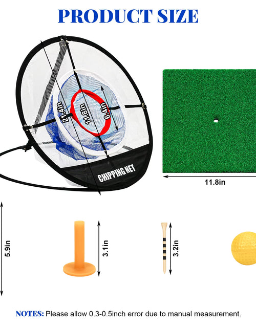 Load image into Gallery viewer, Golf Practice Chipping Net with Golf Hitting Mat, Pop up Golf Nets Portable Chipping Net Golf Target Wooden Tees Rubber Tee Holder Golf Balls Fixed Parts for Swing Training Golf Chipping Game
