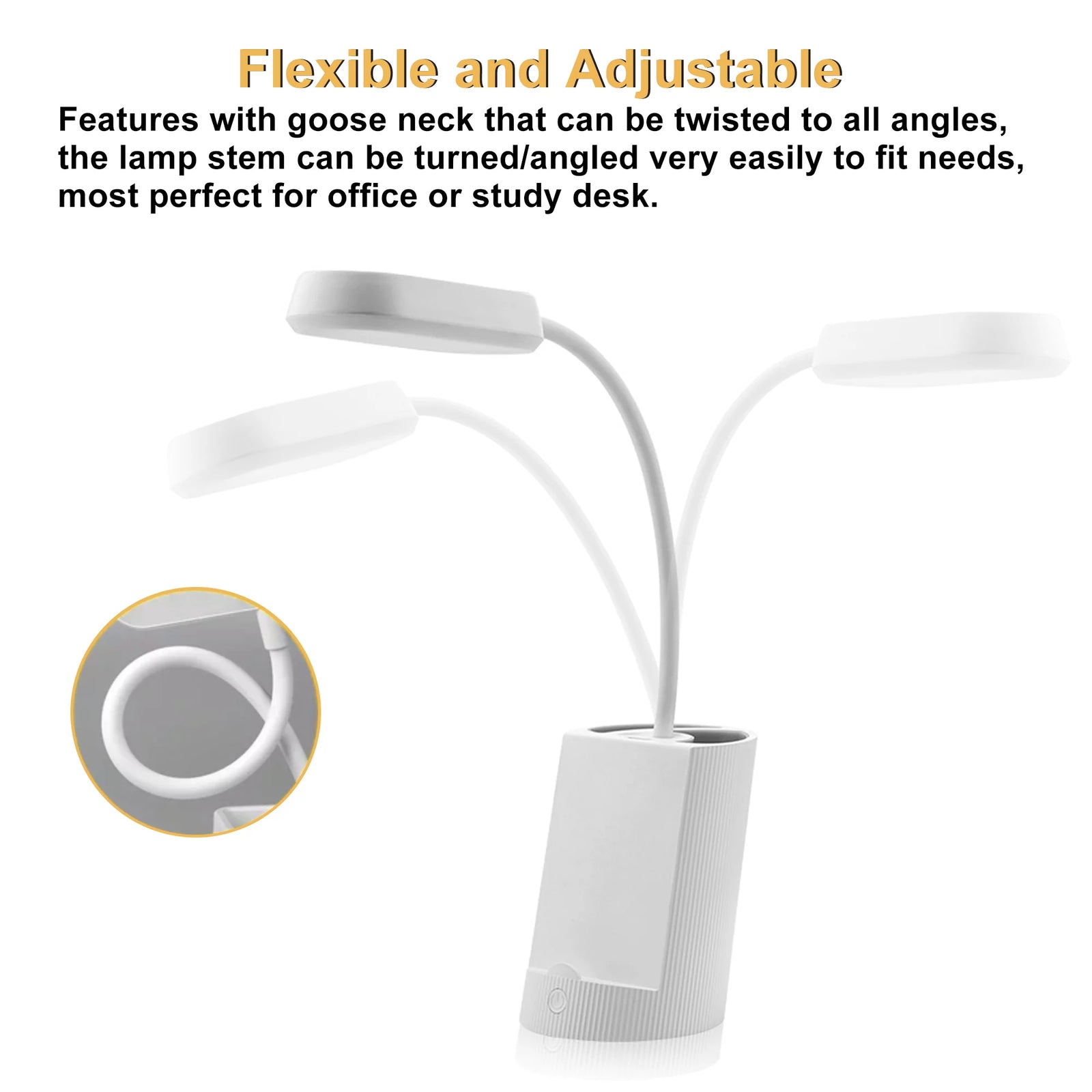 Small Desk Lamp with USB Port Rechargeable LED Desk Light with 3 Modes Dimmable