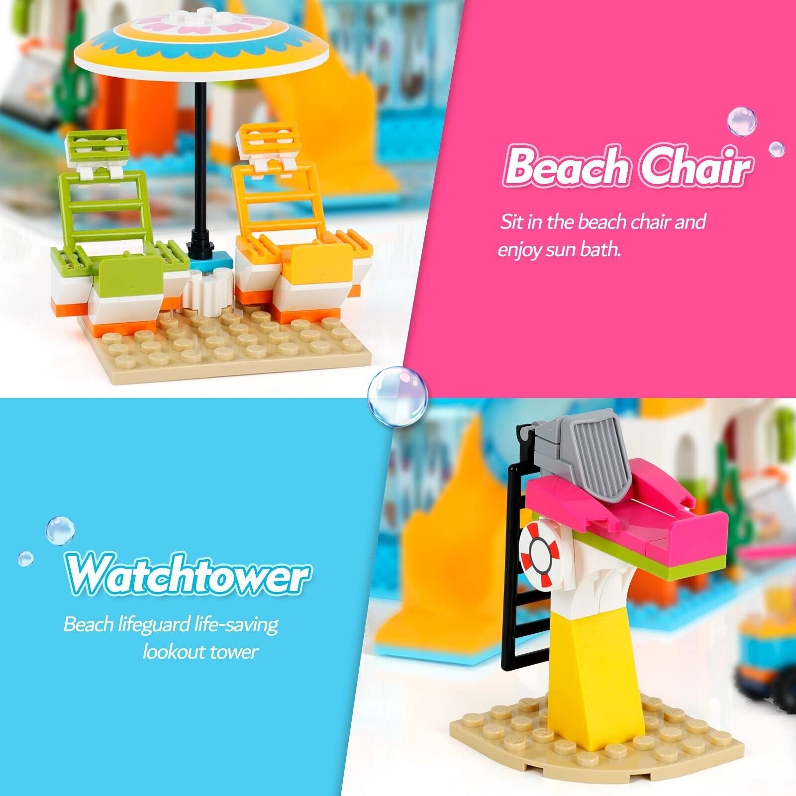 Building Set for Girls Friends Set Summer Swimming Pool Building Toys Water P...